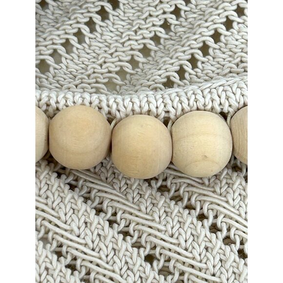 Zara Beaded Necklace Knit Top M Beige Cap Sleeve Boat Neck Stretchy Dressy Party - Picture 15 of 16